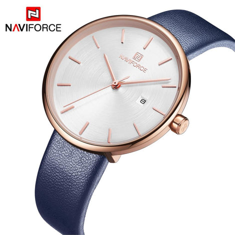 NAVIFORCE Women Watch Fashion Casual Quartz Lady PU Watchband Simple Date Waterproof Wristwatch Gift for Girl/Wife/Woman 2019