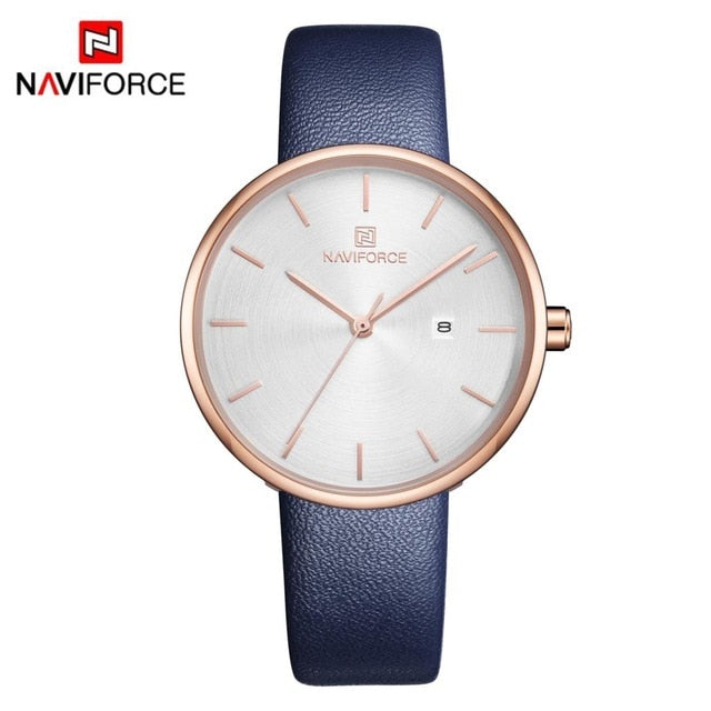NAVIFORCE Women Watch Fashion Casual Quartz Lady PU Watchband Simple Date Waterproof Wristwatch Gift for Girl/Wife/Woman 2019