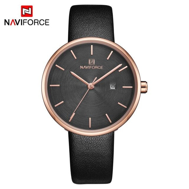 NAVIFORCE Women Watch Fashion Casual Quartz Lady PU Watchband Simple Date Waterproof Wristwatch Gift for Girl/Wife/Woman 2019
