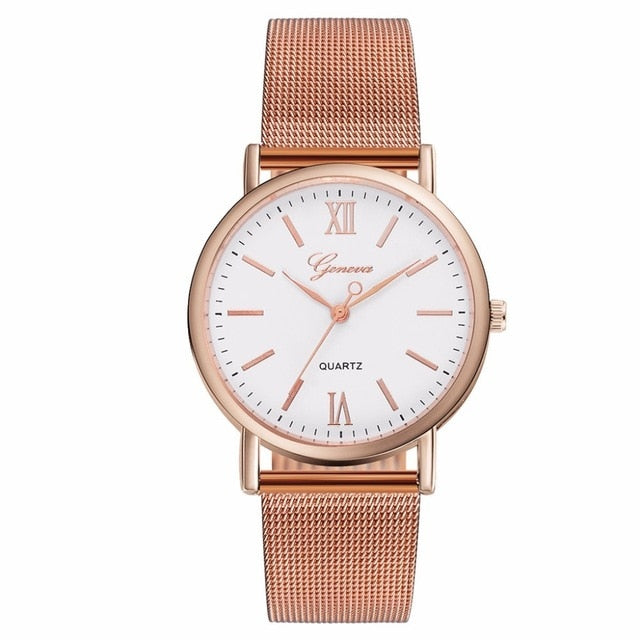Vansvar Brand Fashion Women Silver Mesh Geneva Watch Luxury Stainless Steel Analog Quartz Watch Relogio Feminino Dropshipping