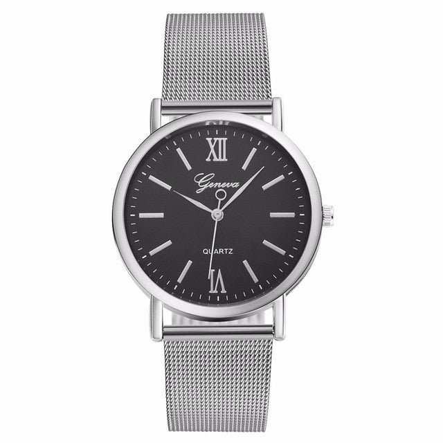 Vansvar Brand Fashion Women Silver Mesh Geneva Watch Luxury Stainless Steel Analog Quartz Watch Relogio Feminino Dropshipping