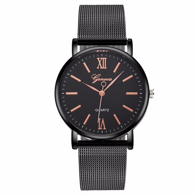 Vansvar Brand Fashion Women Silver Mesh Geneva Watch Luxury Stainless Steel Analog Quartz Watch Relogio Feminino Dropshipping