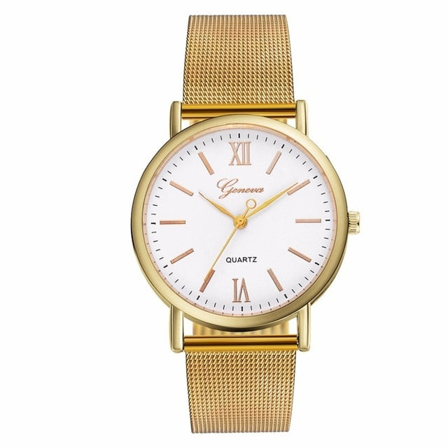 Vansvar Brand Fashion Women Silver Mesh Geneva Watch Luxury Stainless Steel Analog Quartz Watch Relogio Feminino Dropshipping