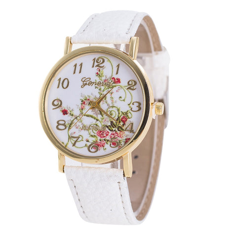 Geneva Fashion Flower Bracelet Watch Women Leather Quartz Wrist Watches Casual Luxury Quartz Watch Relogio Feminino Dropshipping