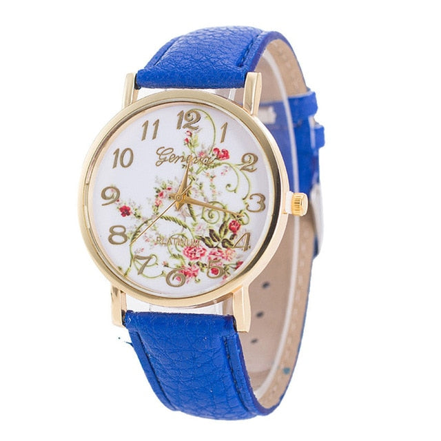 Geneva Fashion Flower Bracelet Watch Women Leather Quartz Wrist Watches Casual Luxury Quartz Watch Relogio Feminino Dropshipping