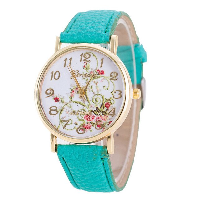 Geneva Fashion Flower Bracelet Watch Women Leather Quartz Wrist Watches Casual Luxury Quartz Watch Relogio Feminino Dropshipping