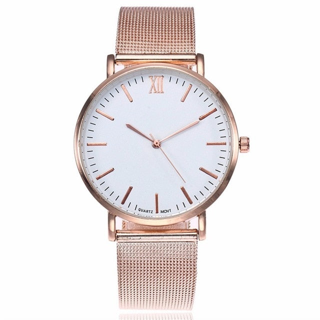 Vansvar Brand Fashion Rose Gold Mesh Band Wrist Watch Luxury Women Silver Quartz Watches Gift Relogio Feminino Drop Shipping V72