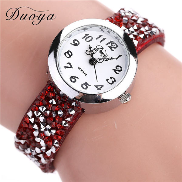 Duoya Brand Watches Women Luxury Crystal Women Ladies Bracelet Quartz Wristwatch Rhinestone Clock Ladies Dress Gift Watches #b