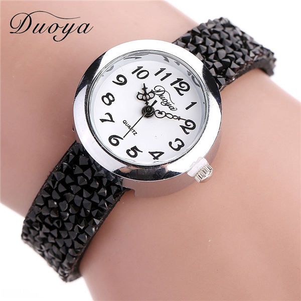 Duoya Brand Watches Women Luxury Crystal Women Ladies Bracelet Quartz Wristwatch Rhinestone Clock Ladies Dress Gift Watches #b