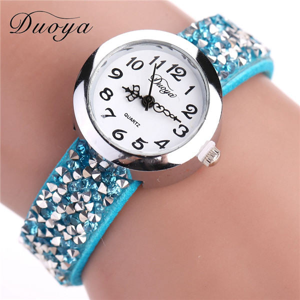 Duoya Brand Watches Women Luxury Crystal Women Ladies Bracelet Quartz Wristwatch Rhinestone Clock Ladies Dress Gift Watches #b